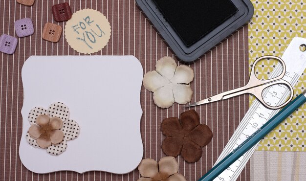 Selection of embroidered patches on fabric